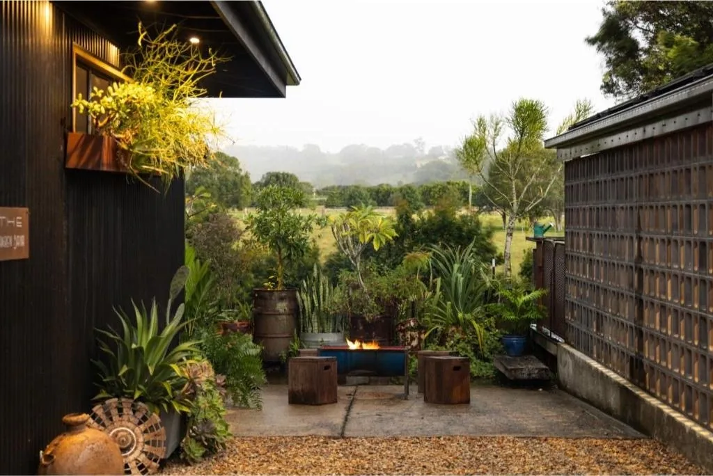 fire pit at dusk