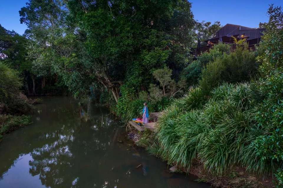 Byron Creek running through the garden at dusk