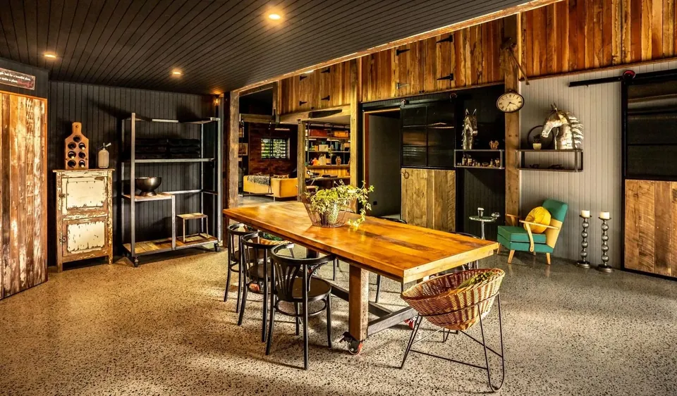 hand-made recycled timber table, awaiting good food and good times