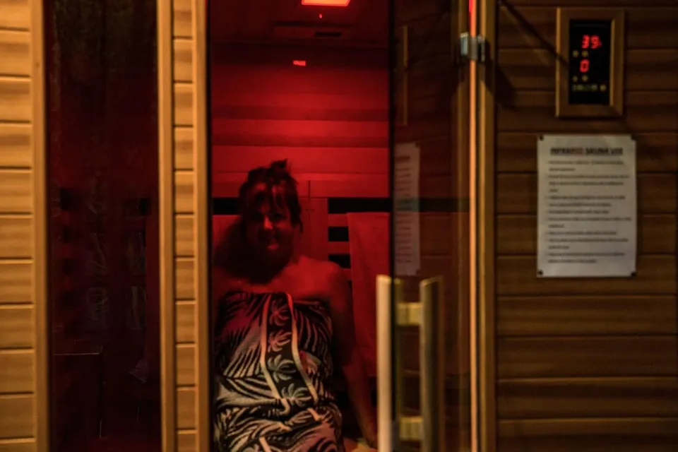 jenny christening the infrared sauna ❤️